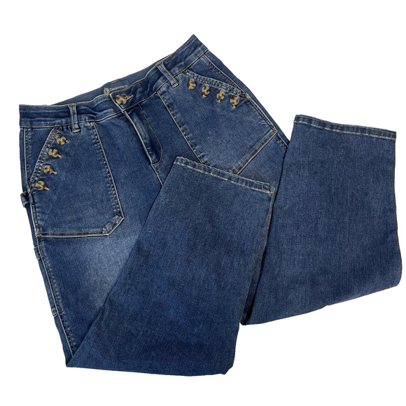 Democracy Jeans Pants sz 10 Pet Denim "Ab"solution Stretch Cargo Buttons Pockets - Picture 1 of 14